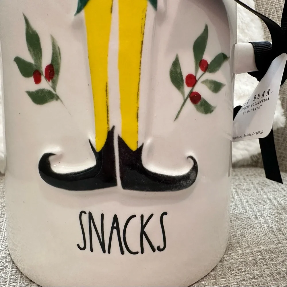 Rae Dunn x Elf Movie Themed Christmas Holiday White Snacks Canister with Lid